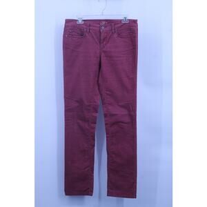 Ann Taylor Loft Women's Modern Straight Corduroy Jeans Pockets Size 6 Burgundy